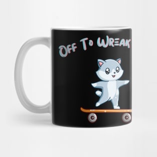 Wreak Havoc Skateboarding Cat Shirt, Unique Trouble Maker Top for Mischief Lovers, Ideal Gift for Pranksters, Great Gift Idea Mug